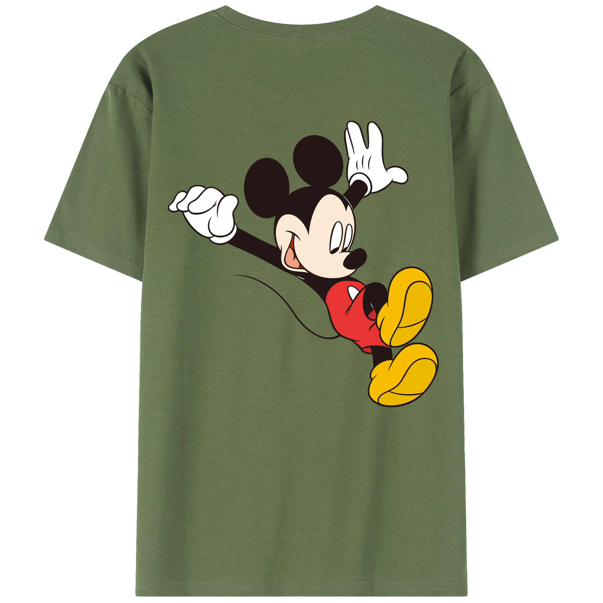 ミッキーマウス Mickey Mouse 綿100％ メンズ半袖Tシャツ（バックプリント） 通気性
